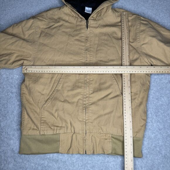 Old Navy Cargo Jacket Boys 12 Beige Cotton Quilted Canvas Hooded Bomber Farm - Picture 4 of 9